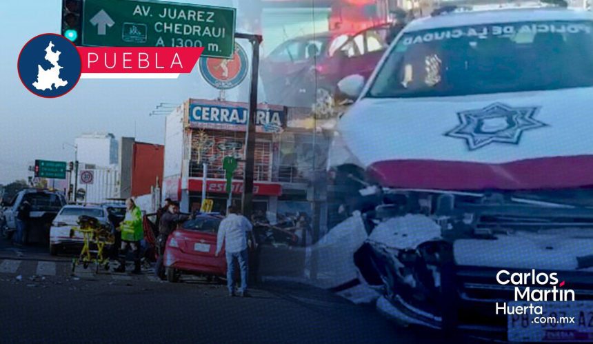 Choca patrulla y auto en Bulevar Norte y 2 poniente