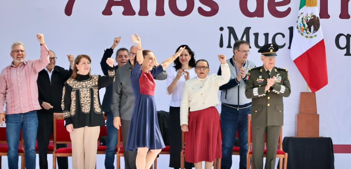 Sheinbaum afirma que “no vencerán al pueblo de México” al celebrar 7 años de la 4T