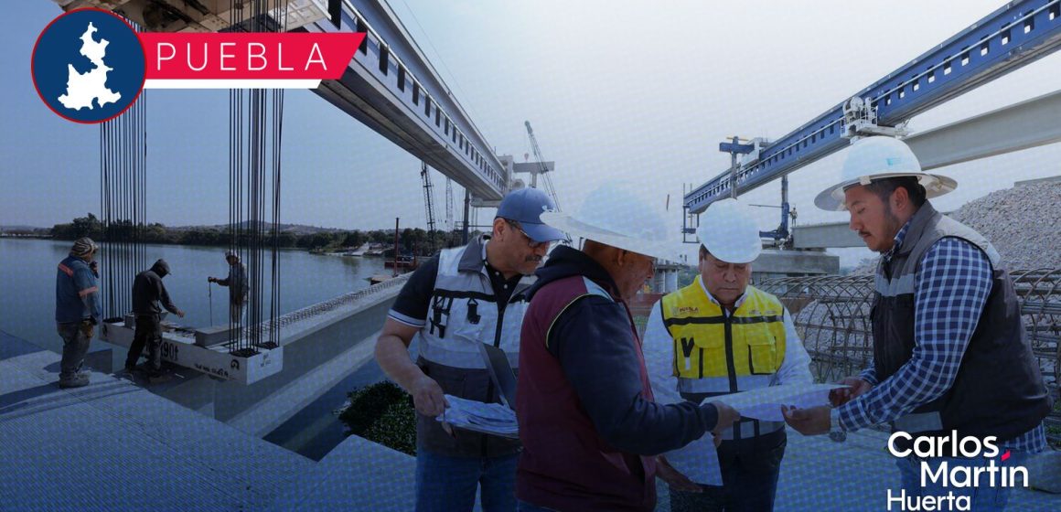 Con equipo especializado, Gobierno de Puebla avanza en conectar 7 municipios con puente La Panga Con equipo especializado, Gobierno de Puebla avanza en conectar 7 municipios con puente La Panga