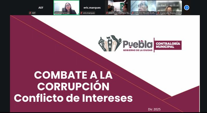 Contraloría Municipal de Puebla capacita a servidores públicos en combate a la corrupción