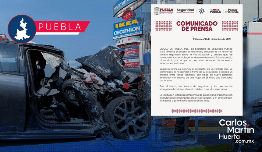 La presidenta municipal, Lupita Cuautle Torres lamenta fallecimiento por accidente en la Vía Atlixcáyotl