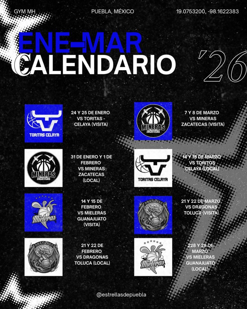 Estrellas de Puebla presenta su calendario oficial para la temporada 2026 2