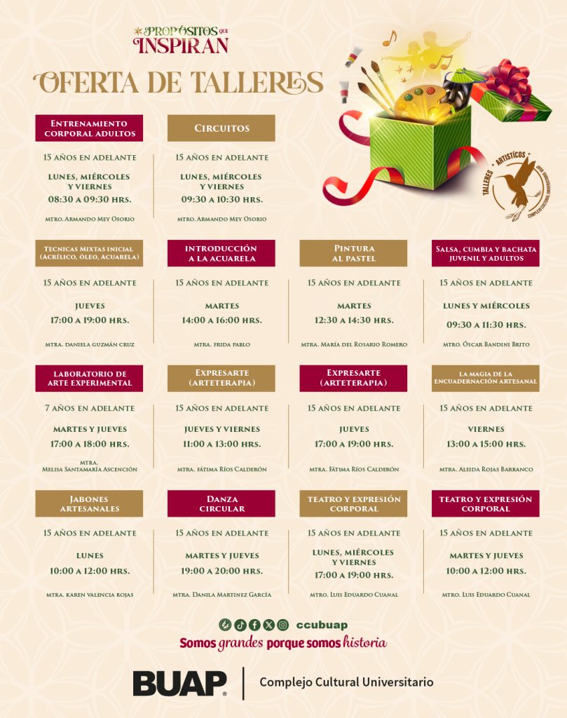 La BUAP invita a sus Talleres Artísticos 2026 2 La BUAP invita a sus Talleres Artisticos 2026 3