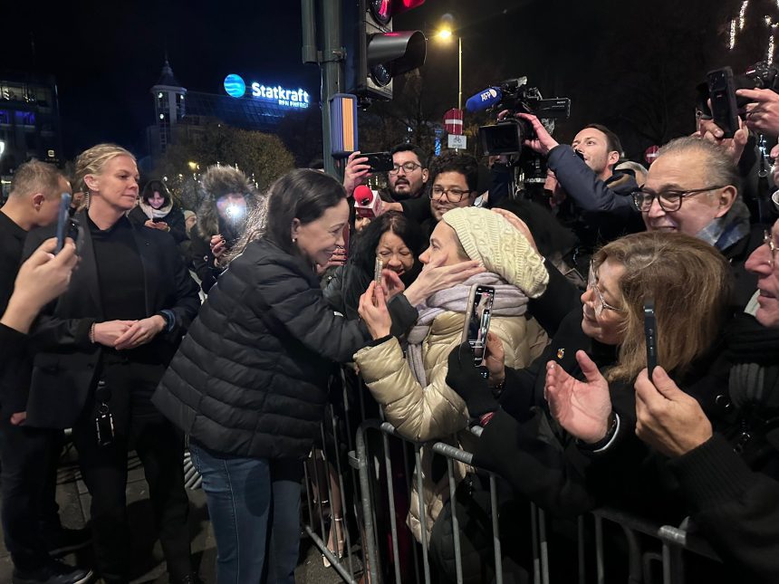 María Chacón María Corina Machado hace primera aparición pública en Oslo