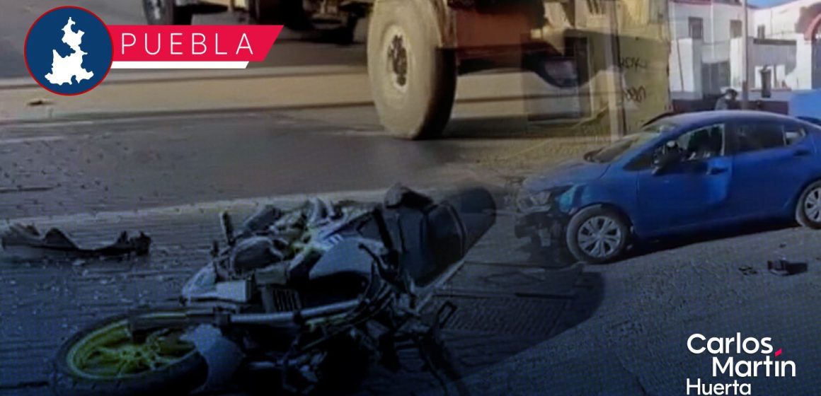 Motociclista protagoniza fuerte accidente en la 11 Norte y 24 Poniente