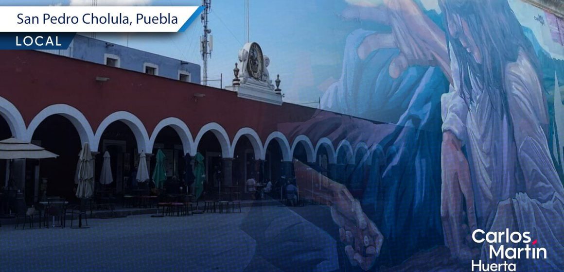 Proyectan mural de 170 metros en los portales de San Pedro Cholula