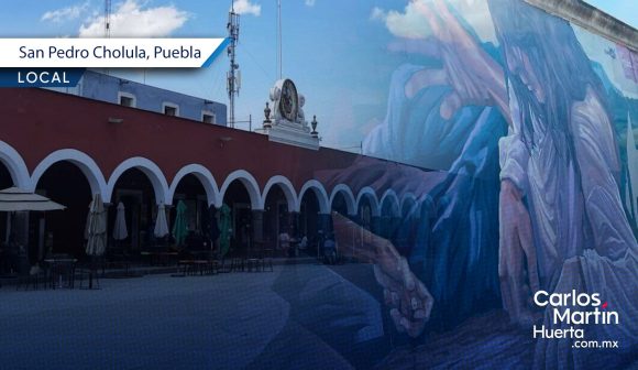 Proyectan mural de 170 metros en los portales de San Pedro Cholula