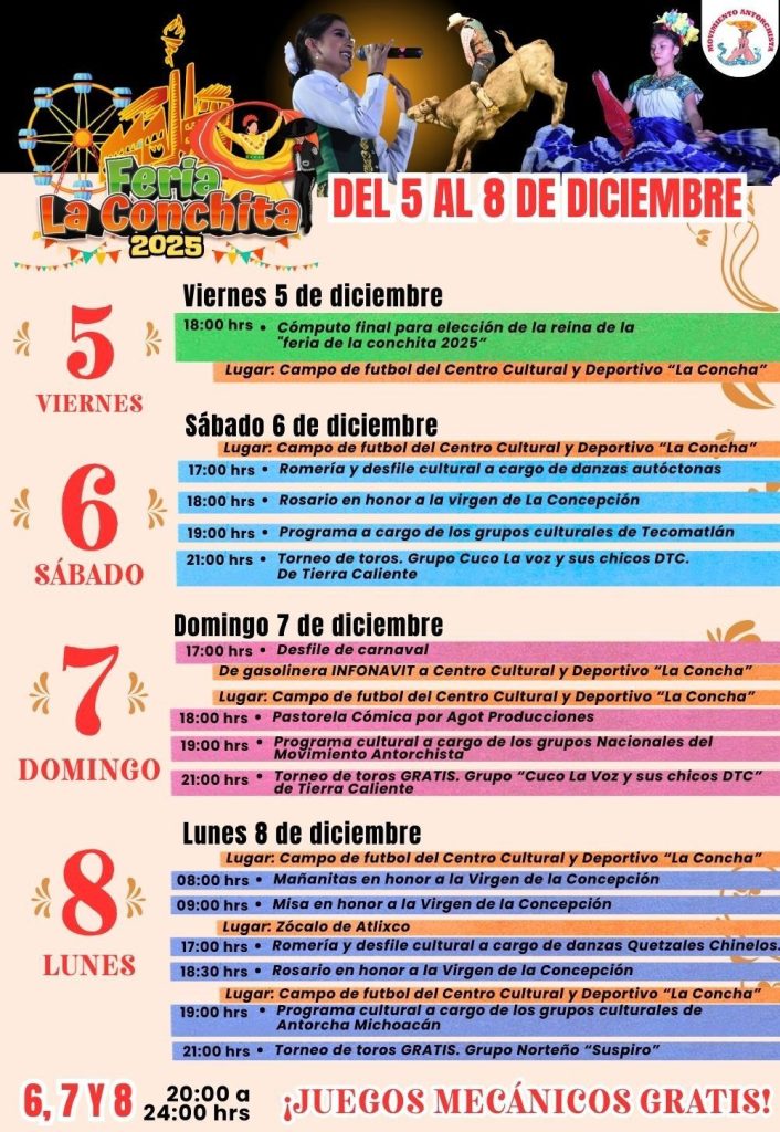 Regresa a Atlixco la Feria de la Conchita 2025