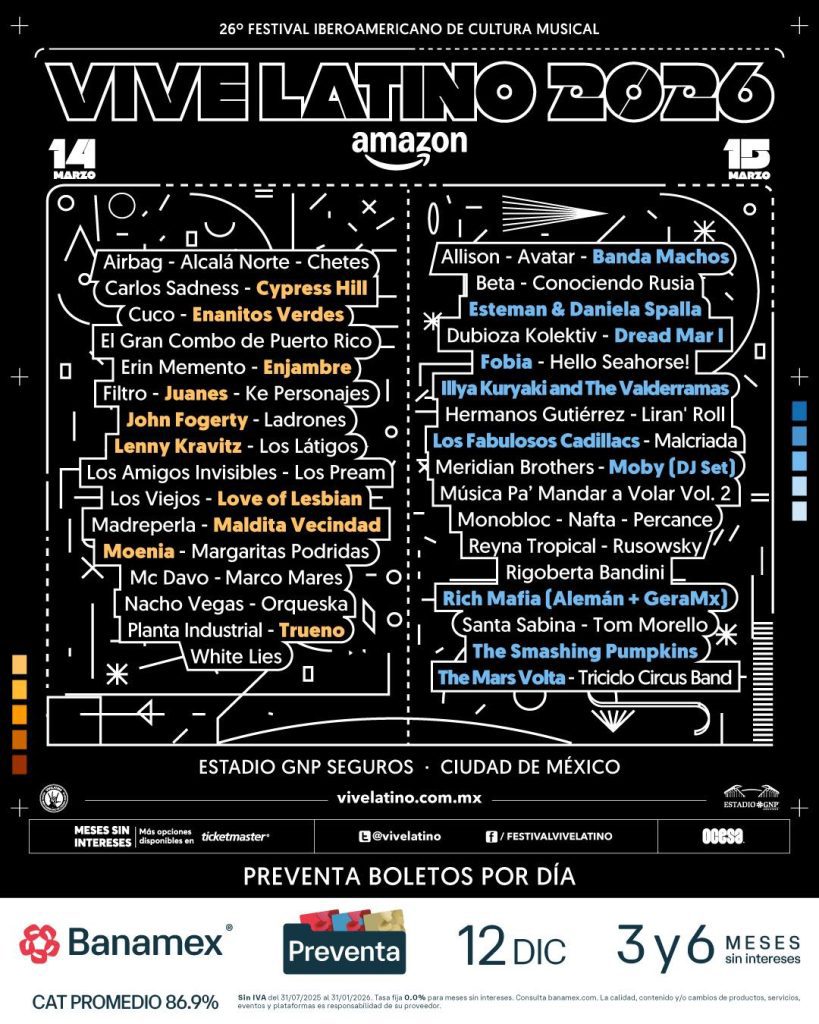 Revelan el cartel por día del Vive Latino 2026 1 Revelan el cartel por dia del Vive Latino 2026 2