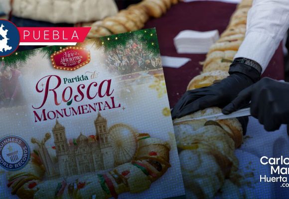 Rosca de Reyes monumental Puebla va por el Récord Guinness con la Rosca de Reyes monumental