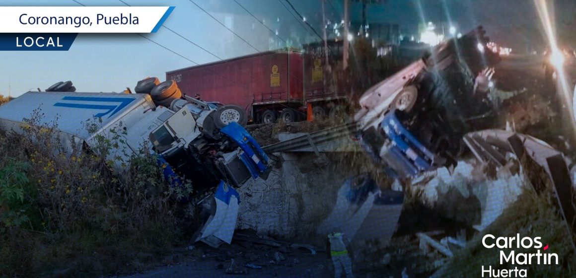 Portada Tráiler termina suspendido en puente de Coronango; chofer se habría dormido CMH Tráiler termina suspendido en puente de Coronango; chofer se habría dormido