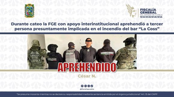 Tercer implicado por homicidio calificado: Cae César N. por ataque al Bar “La Coss”