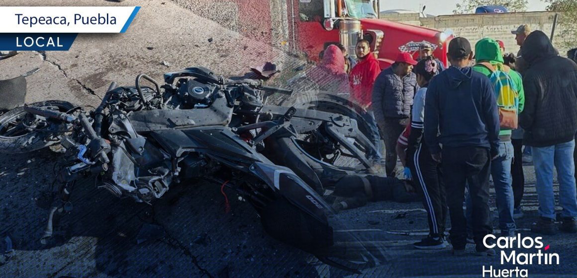 Accidente en Tepeaca: Motociclista muere tras fuerte choque en el entronque Puebla–Orizaba