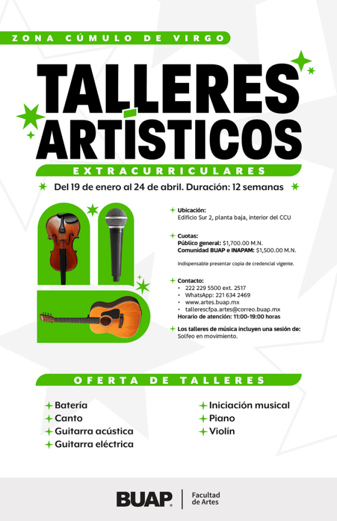 BUAP lanza convocatoria para Talleres Artisticos Extracurriculares 2026 3