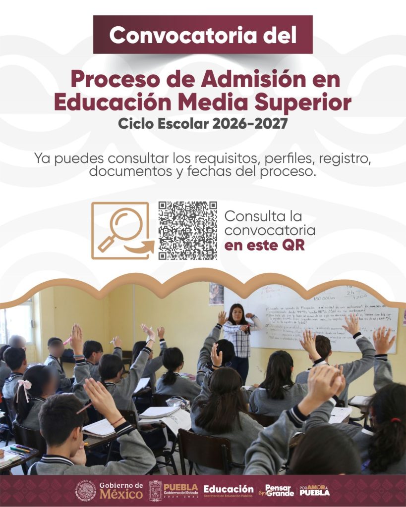 Ciclo 2026 - 2027: SEP Puebla abre convocatoria para docentes de educación media superior