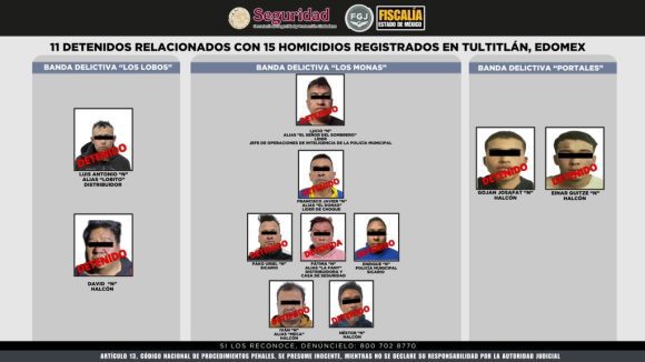 Caen 11 generadores de violencia en Edomex; hay policías