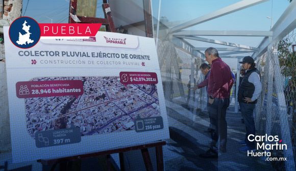 Entregan colector pluvial en colonia Álamos Vista Hermosa para reducir inundaciones en Puebla