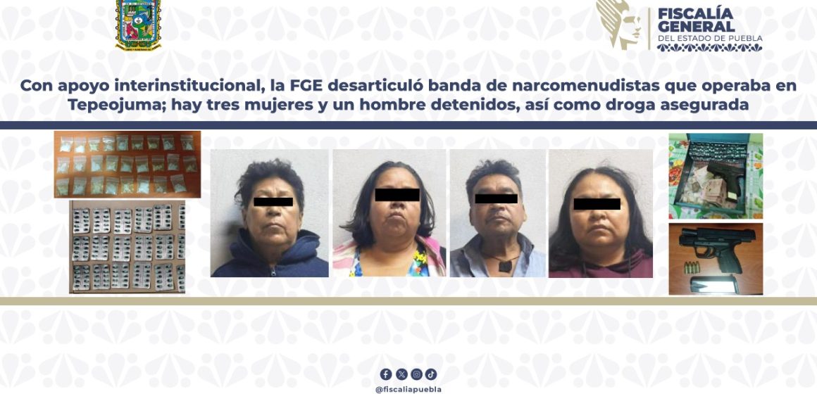 Con apoyo interinstitucional, la FGE desarticuló banda de narcomenudistas que operaba en Tepeojuma