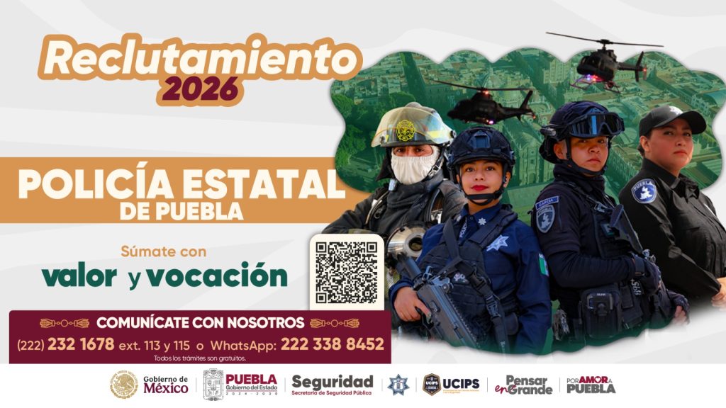 Puebla lanza convocatoria para unirse a Seguridad Pública Estatal 1 Puebla lanza convocatoria para unirse a Seguridad Pública Estatal