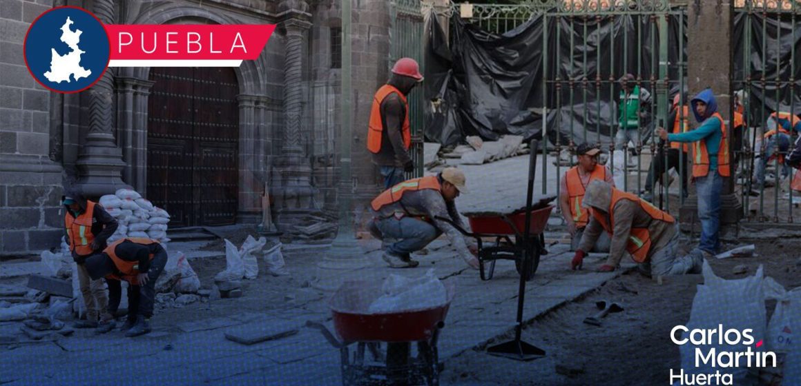 Rehabilita Gobierno del Estado el atrio de la Catedral poblana