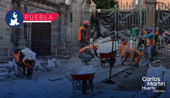 Rehabilita Gobierno del Estado el atrio de la Catedral poblana