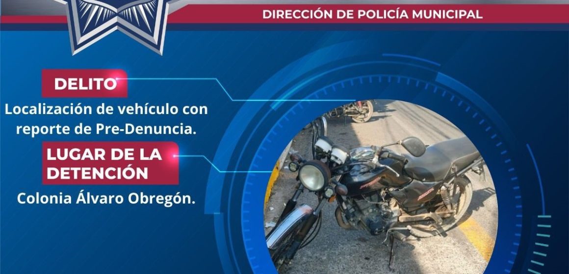 Motocicleta con reporte de robo fue recuperada por policía municipal en Atlixco