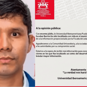 IBERO Puebla confirma: el Dr. Leonardo Escobar Barrios ha sido localizado con vida