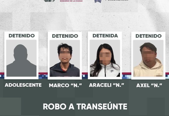 Desarticulan a banda dedicada al robo a transeúnte en Bosques de San Sebastián; hay cuatro detenidos