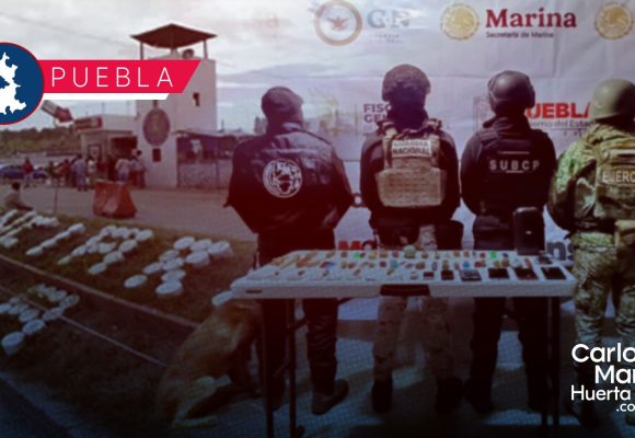 Decomisan armas blancas y droga en revisiones a penales de Puebla y Huauchinango