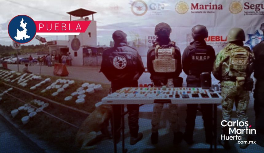 Decomisan armas blancas y droga en revisiones a penales de Puebla y Huauchinango