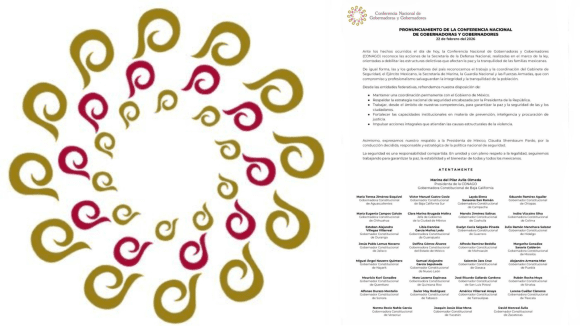 CONAGO respalda acciones de seguridad federal y reafirma coordinación con el Gobierno de México