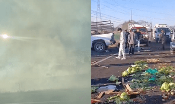 Quema de pastizales provoca mega carambola en la carretera Izúcar-Atlixco