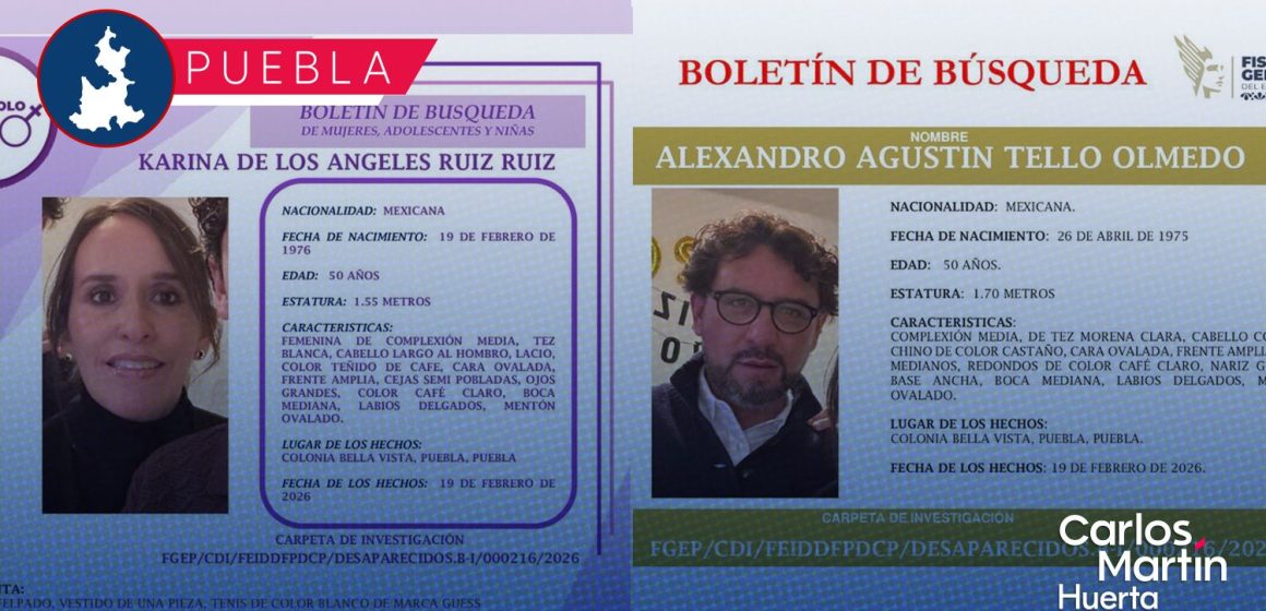 Buscan a Karina Ruiz y Alexandro Tello, esposos desaparecidos
