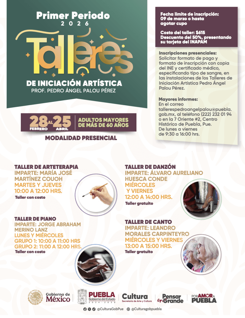 La Secretaría de Cultura convoca a los Talleres de Iniciación Artística Primavera 2026