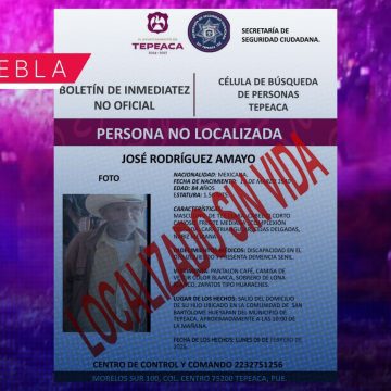 Localizan sin vida a José Rodríguez, el abuelito que estaba desaparecido en límites de Acajete