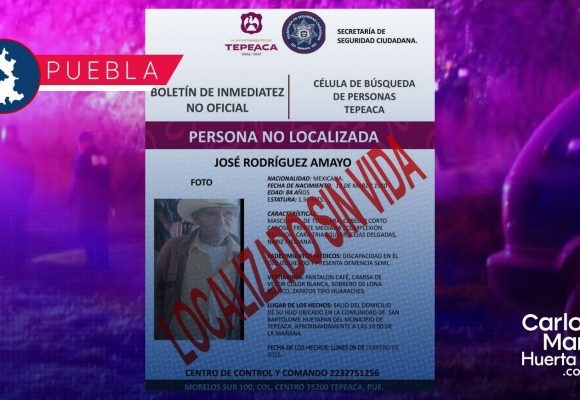 Localizan sin vida a José Rodríguez, el abuelito que estaba desaparecido en límites de Acajete