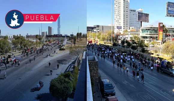 ¡Caos en la Vía Atlixcáyotl! La ’28 de Octubre’ bloquea la zona por retiro de taxis piratas