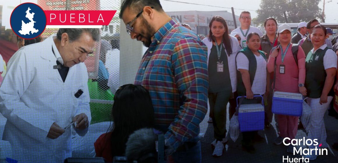 Puebla refuerza prevención del sarampión con jornada de vacunación en el Mercado Hidalgo