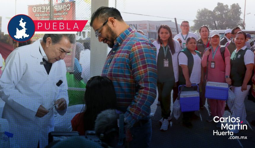 Puebla refuerza prevención del sarampión con jornada de vacunación en el Mercado Hidalgo