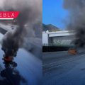 Quema de llantas provoca cierre de la autopista Puebla-Orizaba
