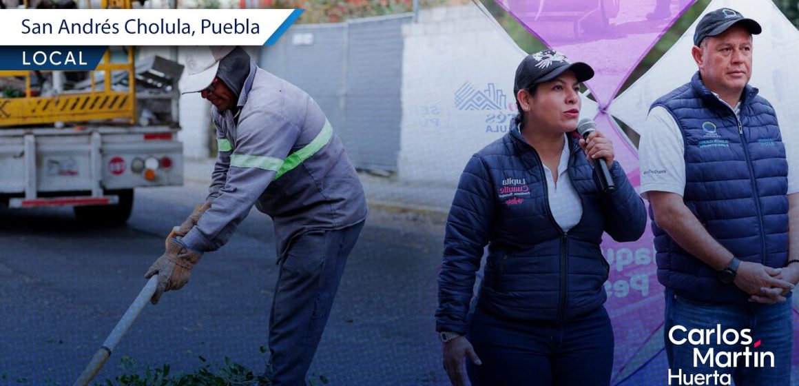 Rehabilitan iluminación y áreas verdes en la Delegación Atlixcáyotl de San Andrés Cholula
