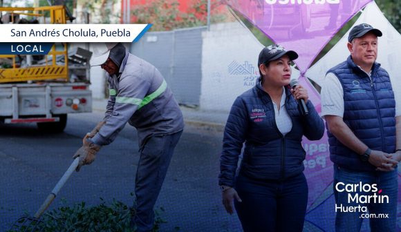 Rehabilitan iluminación y áreas verdes en la Delegación Atlixcáyotl de San Andrés Cholula