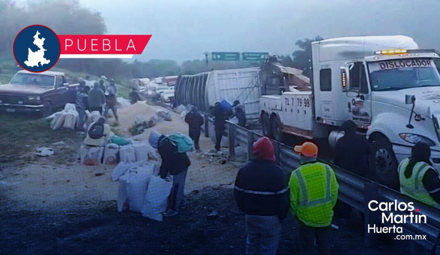 Volcadura provoca cierre parcial de la autopista Puebla-Orizaba