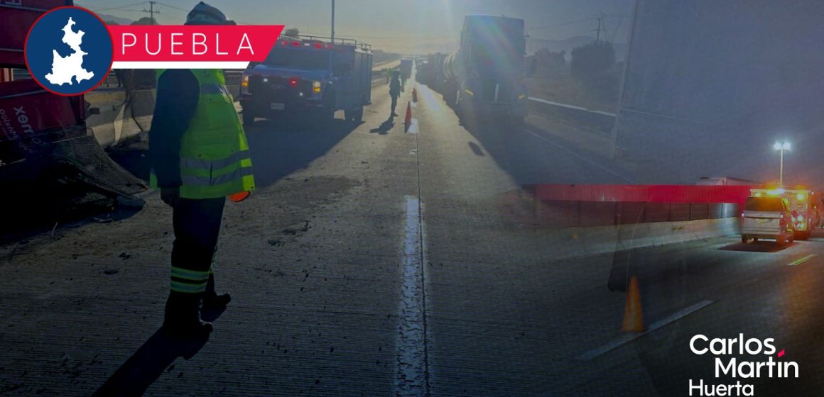Vuelca tráiler y provoca cierre de la autopista Puebla-Orizaba; hay un muerto