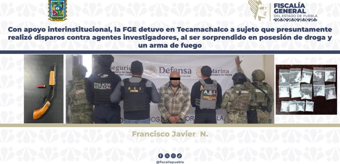Cae presunto criminal en Tecamachalco tras ataque armado contra agentes de la FGE