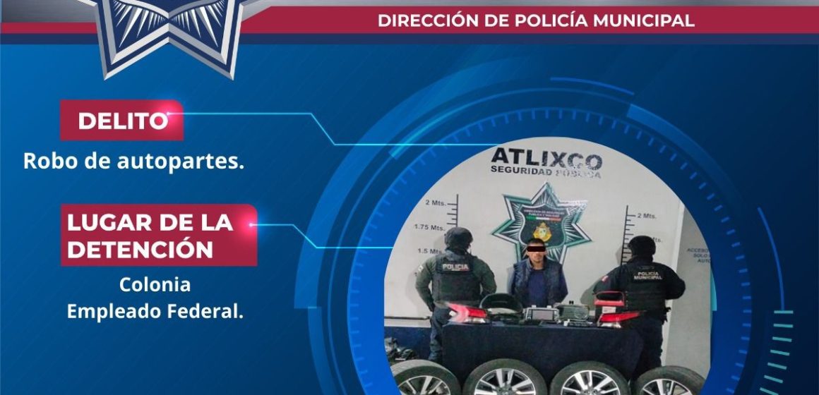 Detienen a presunto ladrón de autopartes en Atlixco