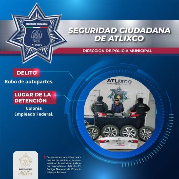 Detienen a presunto ladrón de autopartes en Atlixco