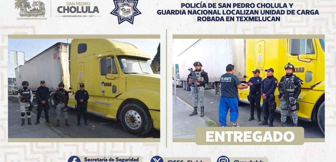 WhatsApp Image 2026-02-16 at 5.34.58 PM Policía de San Pedro Cholula y Guardia Nacional localizan unidad de carga robada en Texmelucan