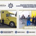 Policía de San Pedro Cholula y Guardia Nacional localizan unidad de carga robada en Texmelucan