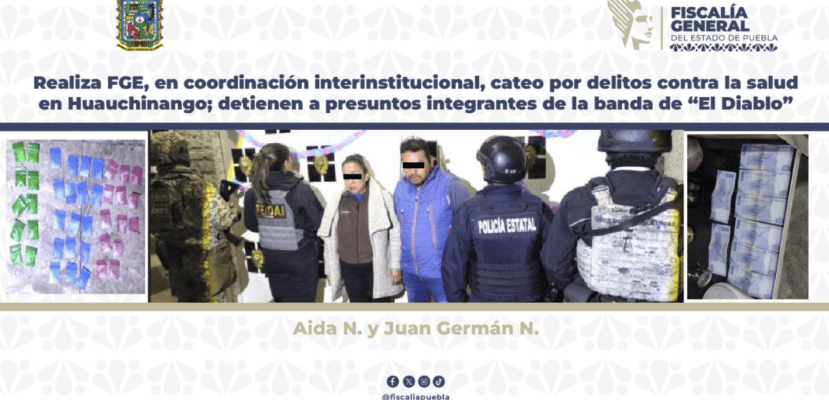 Cateo en Huauchinango: detienen a dos presuntos integrantes de la banda de “El Diablo” por narcomenudeo